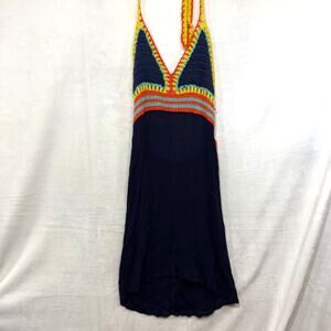 Shoreline‎ S/M Boho Crochet Halter Dress Yarn Beach Summer Resort Vacation Y2K